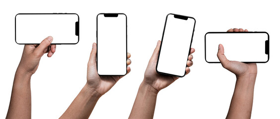 Smartphone similar to iphone 12 with blank white screen for Infographic Global Business Marketing...