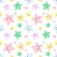 multicolored star cartoon characters on white background