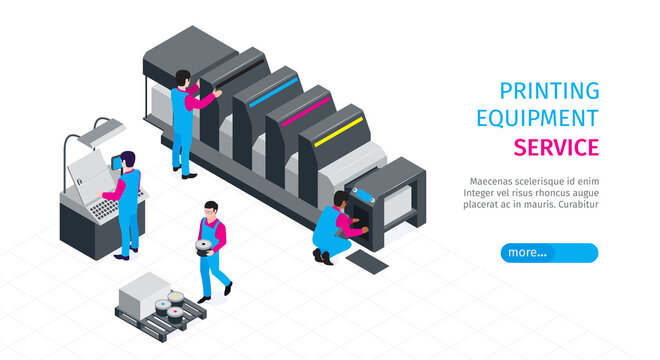 Isometric Polygraphy Horizontal Banner