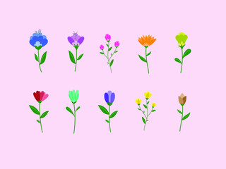 set of cute minimalism flower design