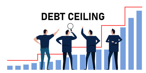 Debt ceiling limit of loan bankruptcy diagram of crisis management - obrazy, fototapety, plakaty