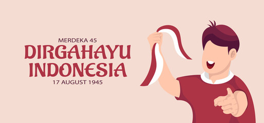 Indonesia independence day celebration greeting card.