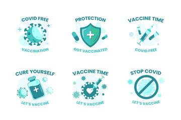 set of icons vaccine covid campaign