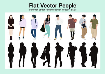 Summer Street People Fashion Vector - 8SET