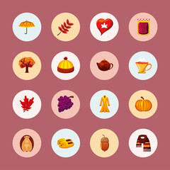 Fototapeta na wymiar icons set of autumn