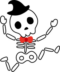 ハロウィンイラスト陽気にジャンプするガイコツ