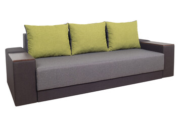 Gray sofa isolated on a white background.
