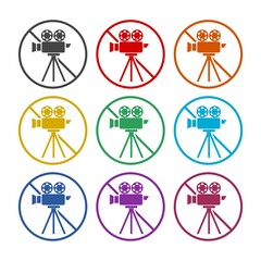 No camera color icon set isolated on white background