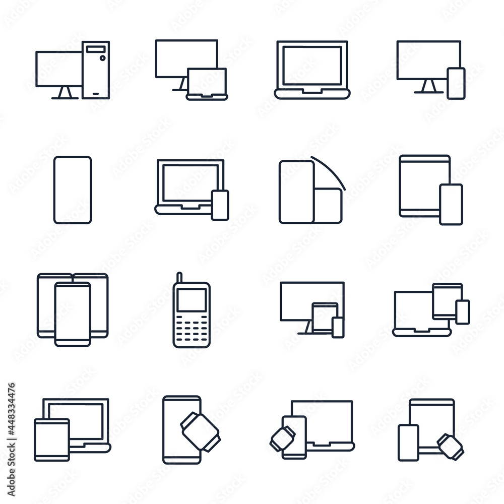 Poster set of devices elements symbol template for graphic and web design collection logo vector illustrati