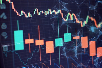 Business success and growth concept.Stock market business graph chart on digital screen.Forex...