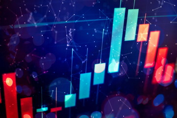 Bar graphs, Diagrams, financial figures. Forex chart. Concept of stock market and...
