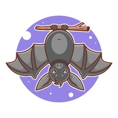 cute hanging bat cartoon vector illustration