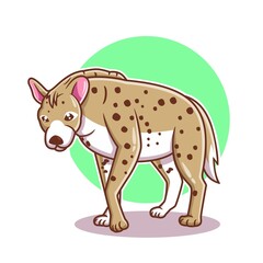 hand drawn hyena cartoon vector illustration