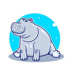 cute hippopotamus cartoon vector illustration
