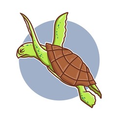 hand drawn turtle cartoon vector illustration