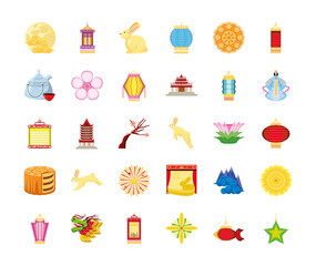 set icons of chinese moon festival