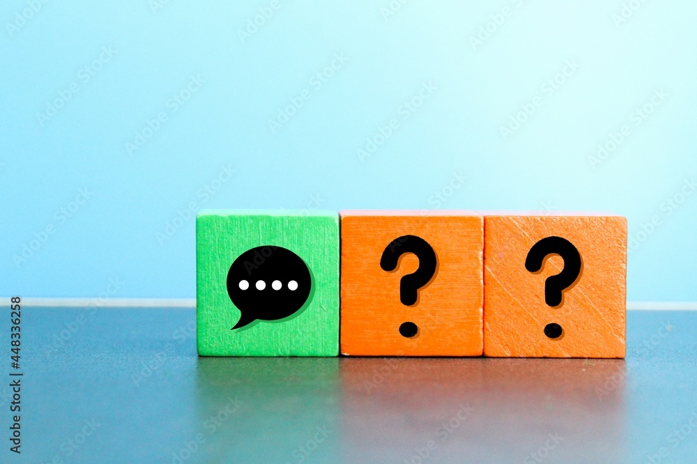 Poster wooden cubes with the letters q and a or questions and answers