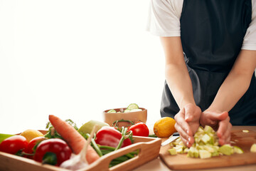 fresh vegetables slicing kitchen healthy food