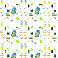 School seamless pattern. With transparent background. For boy .