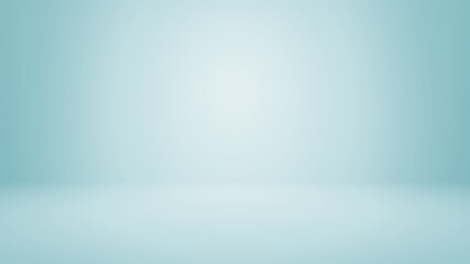 Abstract pastel teal color and gradient cyan light background with mint green table backdrops display product design. Turquoise empty space room for showing. Blur 3D render podium stage vector texture