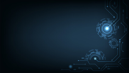 Technology digital futuristic background concept.Dark blue background with various technology elements Hi-tech communication concept empty space for text.Vector EPS 10.