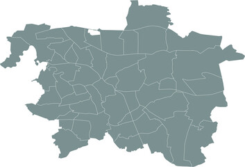 Fototapeta premium Simple gray vector map with white borders of borough districts of Hanover, Germany