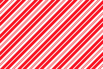 Candy cane striped pattern. Seamless Christmas red background.Cute caramel package texture. Xmas holiday print with diagonal lines. Peppermint geometric wrapping paper. Vector illustration