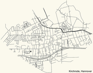 Black simple detailed street roads map on vintage beige background of the quarter Kirchrode borough district of Hanover, Germany