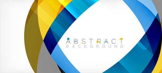 Geometric abstract background. Circle created with overlapping color shapes. Vector Illustration For Wallpaper, Banner, Background, Landing Page