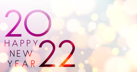 2022 sign on fogged blurred bubbles background.