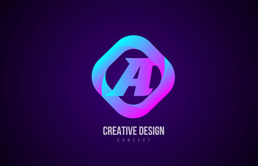 pink A alphabet letter logo icon. Creative design template for business and company