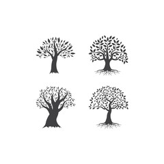 Tree icon design set bundle template isolated