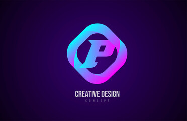 pink P alphabet letter logo icon. Creative design template for business and company