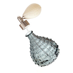 Layout of perfume bottle on a white background