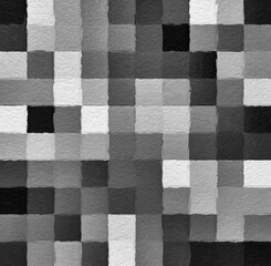 Black and white abstract mosaic with a rough texture background. Monochrome square pattern background. Picture for creative wallpaper or design art work. Backdrop have copy space for text.