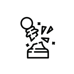 Defeated pawn icon, vector icon, editable stroke. Broken chess figure logo. Simple graphic sign for game, sport or marketing