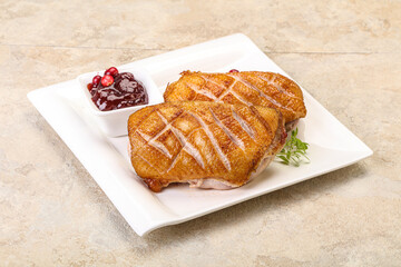 Roasted duck breast with sauce