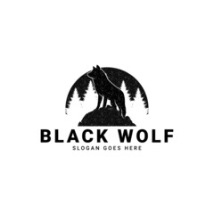 black wolf logo, inspired by wolf shadow