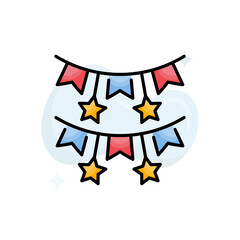 Paper garland vector filled outline icon style illustration. EPS 10 File