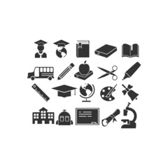 School items icon design set bundle template isolated