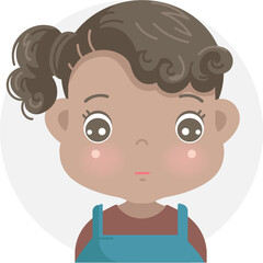 Obraz premium indifferent kid normal emotions of african little girl face. child expressing emotionless 