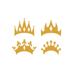 Royal crown icon design set bundle template isolated