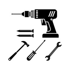 Tool icon design set bundle template isolated