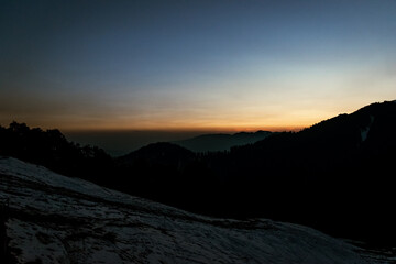 sunset in the mountains, dusk, evening