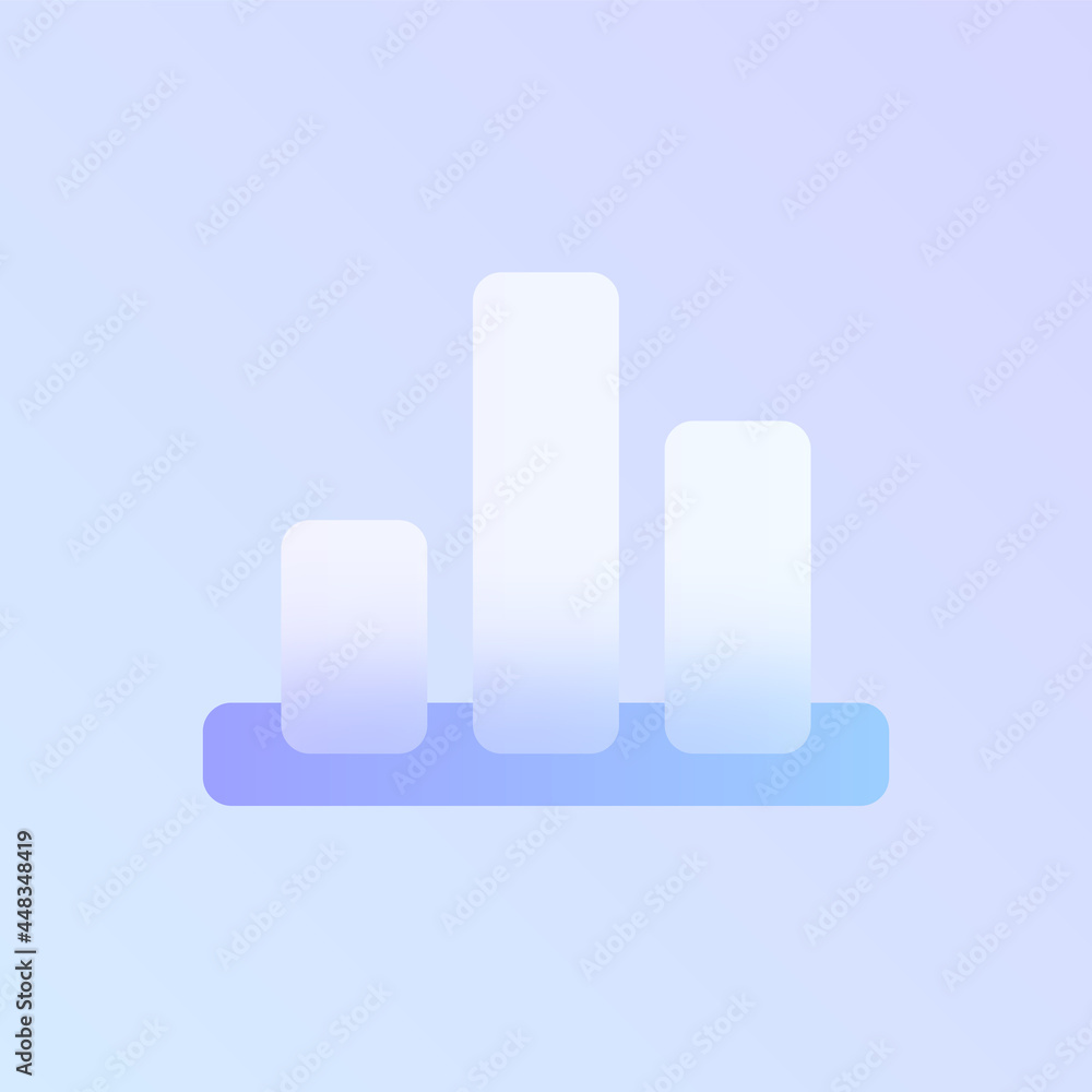 Poster chart glass morphism trendy style icon. graph transparent glass color icon with blur and purple grad