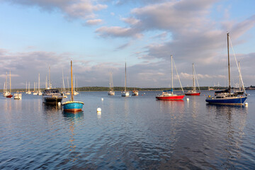 anchoring boats in the Eckernförde Bay in Schleswig-Holstein, Germany