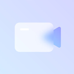 video camera glass morphism trendy style icon. video camera transparent glass color icon with blur and purple gradient. for web and ui design, mobile apps and promo business polygraphy