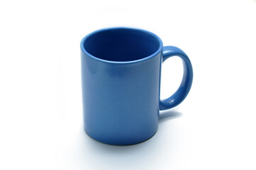 Empty blue mug on a white background