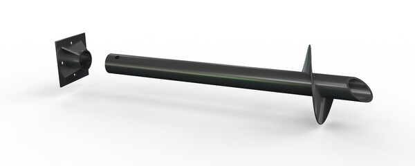 screw-piles with tops for basement - isolated conceptual industrial 3D rendering