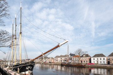 Fototapeta na wymiar Buitenhaven in Genemuiden, Overijssel Province, The Netherlands
